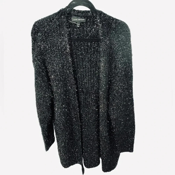 Like New! Lane Bryant Open Front Metallic Eyelash Cardigan, Size 22/24, Black - Picture 6 of 9